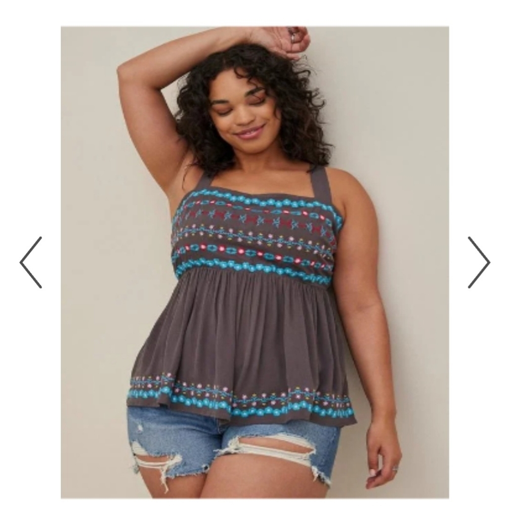Torrid, Peplum Embroidery top, NWT